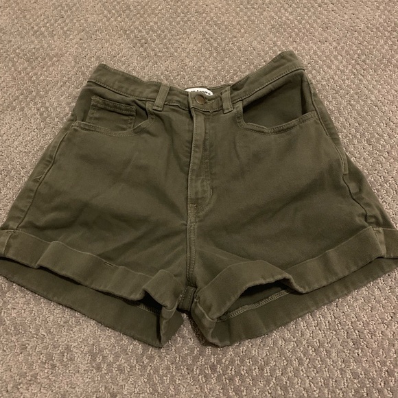 American Apparel Pants - America Apparel High Waisted Olive Shorts